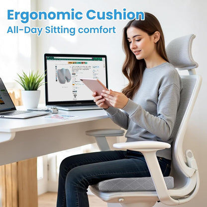 TushGuard Seat Cushion - Memory Foam Cushion for Office Chair, Car Seat, Airplane, Bleacher - Sciatica & Hip & Coccyx Pain Relief Desk Chair Cushion for Long Sitting Office Workers, Car Drivers