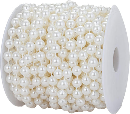 3mm Millet Beads Crafts Faux Pearl Beads Garland Pearl Bead Roll Strand of Pearls to Decorate Floral Centerpieces Wedding Party Favor Christmas Tree(33 Feet Ivory)