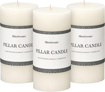 3x6 Inch Sage Green Pillar Candles Set of 3 - Unscented Spring, Long Clean Burning, Large Smokeless Dripless for Home Decor, Dinner Table, Bathroom, Rustic Decor