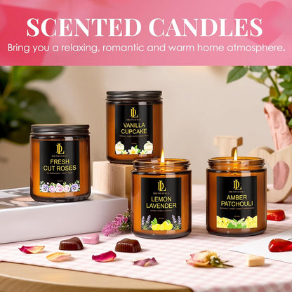 Scented Candles Set, 4 Pack Soy Candles for Home Scented, Candle Gifts for Men Women, Scents of Pineapple Cocktail/Coconut Vanilla/Pink Sands/Bahamian Breeze