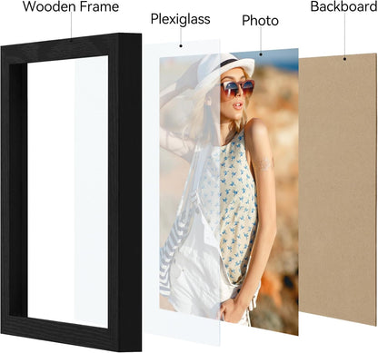Vittanly 11x14 Picture Frame, Display Pictures 8x10 with Mat or 11x14 without Mat, Photo Frame for Wall Mounting, Black, 1 Pack - Colors A