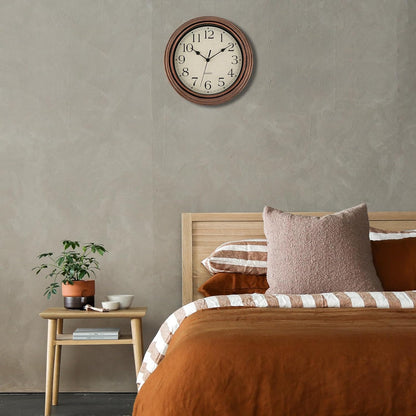 Foxtop Retro Silent Non-Ticking Round Classic Clock Quartz Decorative Battery Operated Wall Clock for Living Room Kitchen Home Office 12 Inch (Bronze)