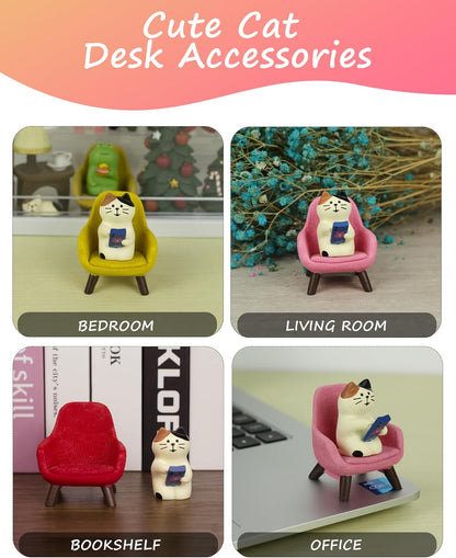 Refintural Miniature Frog Eating Cake Figurine - Funny Shelf Desk Decoration - Perfect Cute Frog Gift (Pink Sofa)