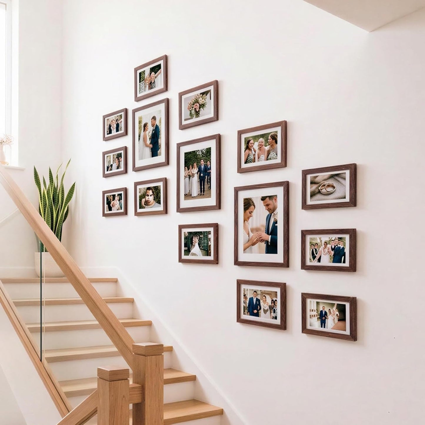 Fixwal Picture Frames Set, Gallery Wall Frame Set Picture Frames Collage 15 Pack for Wall or Tabletop with 8x10 5x7 4x6 Frames, Soft Earth Tones