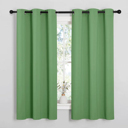 NICETOWN Halloween Pitch Black Solid Thermal Insulated Grommet Blackout Curtains/Drapes for Bedroom Window (2 Panels, 42 inches Wide by 63 inches Long, Black) - Colors D