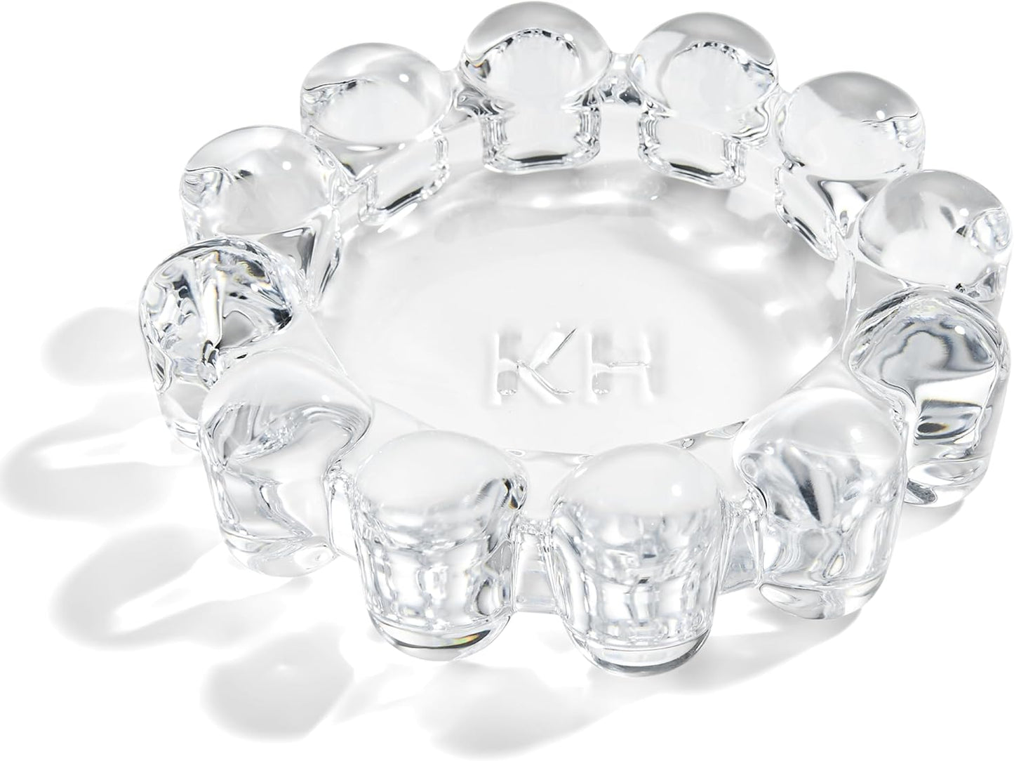 khtumeware Chic Smoky Bubble Glass Candle Dish – Modern Clear Glass Candle Holder for Tealights & Diffusers, Decorative Tray for Home & Tabletop Decor（1 Pack）