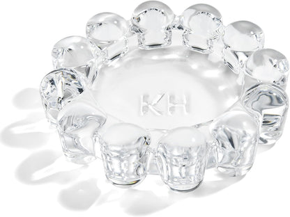 khtumeware Chic Smoky Bubble Glass Candle Dish – Modern Clear Glass Candle Holder for Tealights & Diffusers, Decorative Tray for Home & Tabletop Decor（1 Pack）