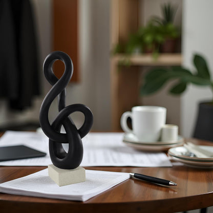 10" Modern Abstract Ribbon Decorative Sculpture, Knot Sculptures,Home Decor,Coffee Table Statues,Dining Living Room Desk Decor（White）