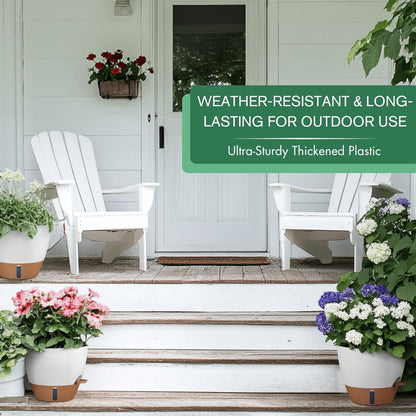 montresor 12/10/8 Inch Self Watering Pots for Indoor Plants Plastic Large Plant Pots for Outdoor Plants, Water Level Window & Spacious Reservoir Flower Pots Decorative Planter with Drainage and Tray