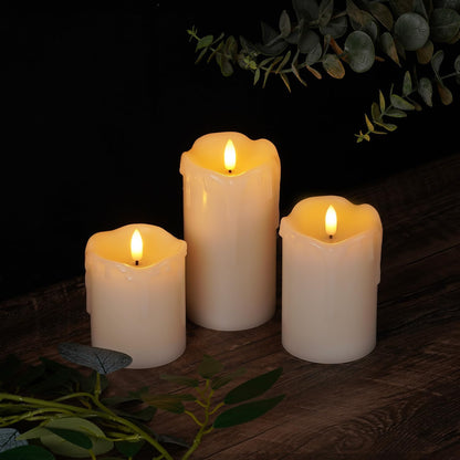 Homemory 6"x3" Outdoor Waterproof Flameless Candles, LED Candles, Battery Operated Candles with Remote and Timers, Electric Fake Plastic Pillar Candles, Ivory White, Set of 2
