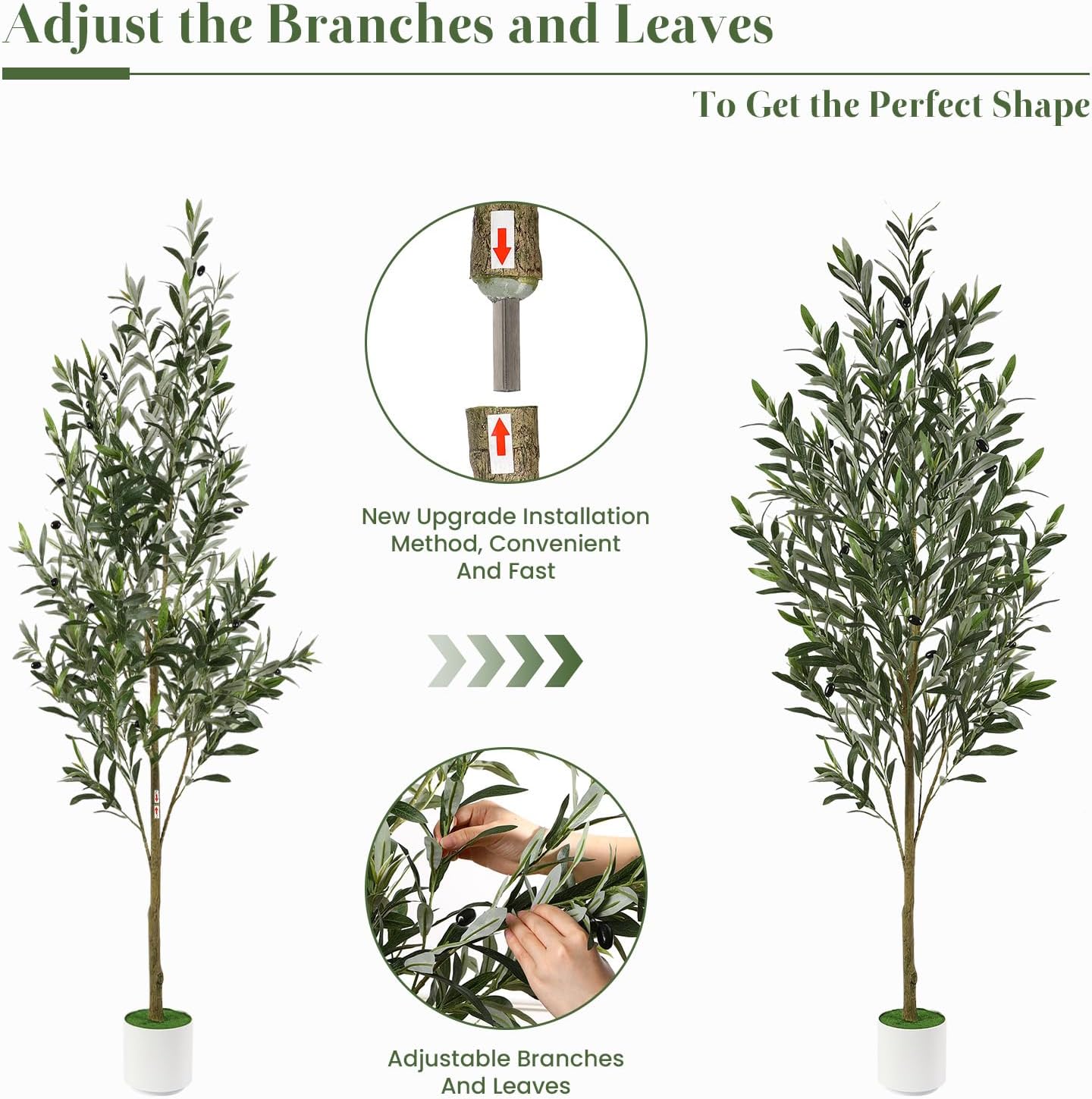 Alupssuc 6FT Artificial Olive Trees, Faux Silk Plant with Lively Artificial Trunk and Lifelike Fruits, Indoor Fake Potted Tree with White Planter for Modern Home Office Living Room Decor