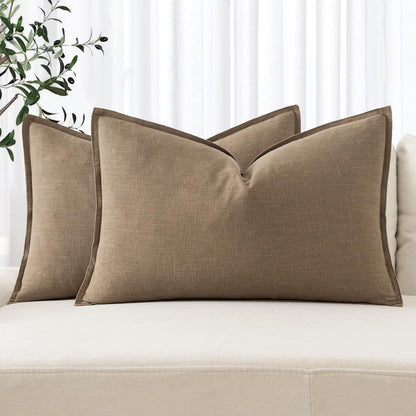 MIULEE Decorative Linen Euro Sham Pillow Covers 26x26 Cream White Boho Farmhouse Neutral Couch Throw Pillows for Bed Pack of 2 Accent Modern Pillowcase Sofa Livingroom Home Decor