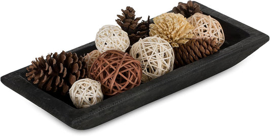 Hanobe Decorative Wooden Dough Bowl: Wood Bowl Decor for Entry Table Decor Coffee Table DecorDining Room Kitchen Decor, Brown