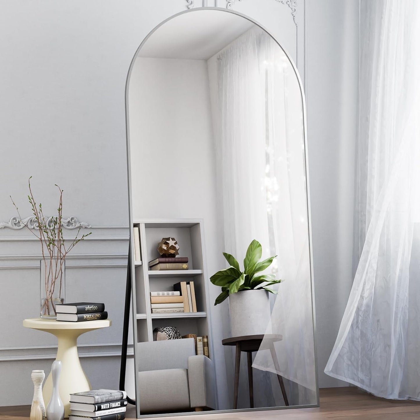 Koonmi 30"x71" Arched Full Length Mirror, Gold Large Floor Mirror with Aluminum Alloy Frame, Standing Hanging or Leaning Wall-Mounted Full Body Mirror for Living Room and Bedroom