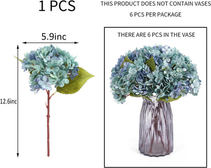 Kimura's Cabin 6pcs White Hydrangea Artificial Flowers Silk Fake Hydrangeas Faux Hydrangea Flowers with Stems for Wedding Bouquets Arrangement Home Table Centerpieces Baby Shower Party Decoration