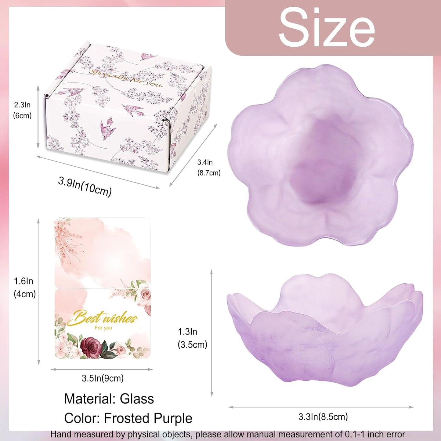 Purple Flower Jewelry Dish Glass Ring Holder Dish Jewelry Tray Cute Vanity Organizer Aesthetic Nightstand Bathroom Room Decor Trinket Dish Mothers Day Friendship Christmas Birthday Gifts for Women