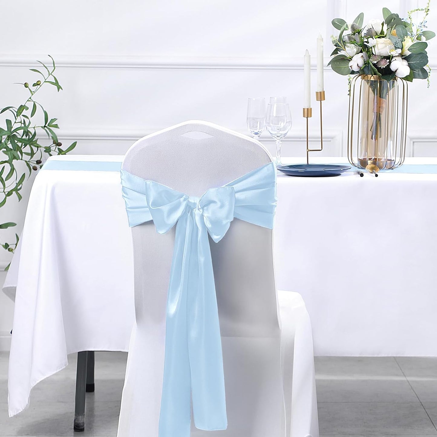 SiinvdaBZX 4 Pcs Royal Blue Satin Table Runner 12 x 108 inches Long, Bright Smooth Satin Wedding Table Runner Decorations for Birthday Parties, Buffet, Banquets, Graduations, Engagements
