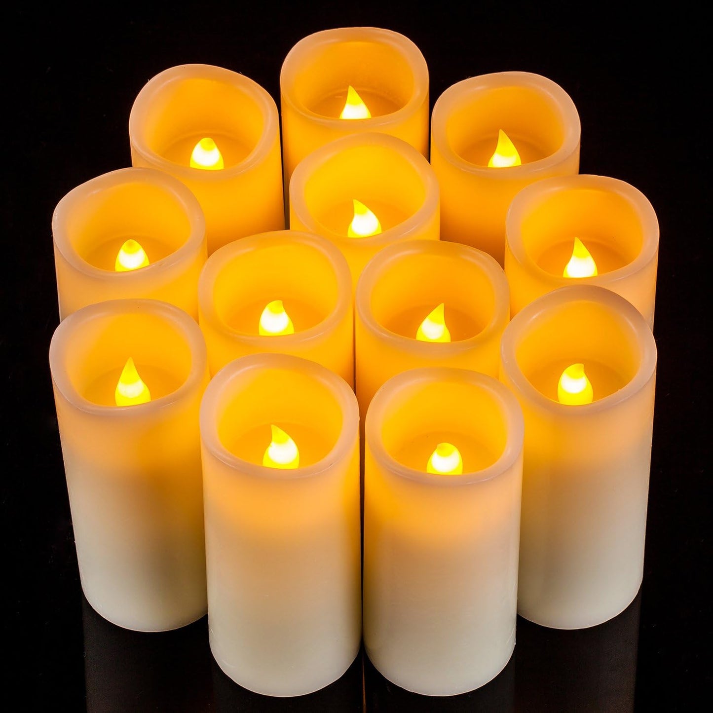 Enpornk Set of 24 Flameless Led Battery Opeated (D2.2'' x H4''5''6'') Waterproof Outdoor Indoor Candles with 10-Key Remotes and Cycling 24 Hours Timer