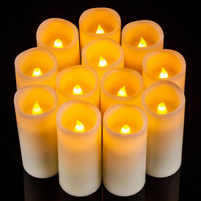 Enpornk Set of 24 Flameless Led Battery Opeated (D2.2'' x H4''5''6'') Waterproof Outdoor Indoor Candles with 10-Key Remotes and Cycling 24 Hours Timer