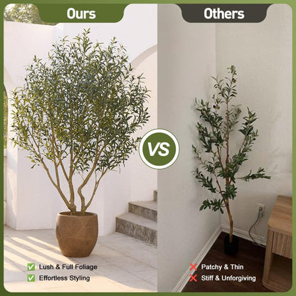 Verinatural Olive Tree Artificial Indoor 6ft - UV Resistant Large Fake Plants - Realistic Faux Olive Tree in Pot - Tall Artificial Plants Outdoor for Home, Patio, Living Room, Office Decor,VN138