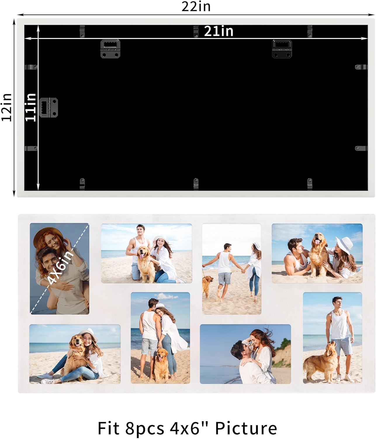 YESKAY 4x6 Picture Frame Collage for Wall Decor, Multiple Photo Collage Frames with Tempered Glass, 7-Opening for 4 x 6 Picture Frames, Rustic Brown, 1 Pack
