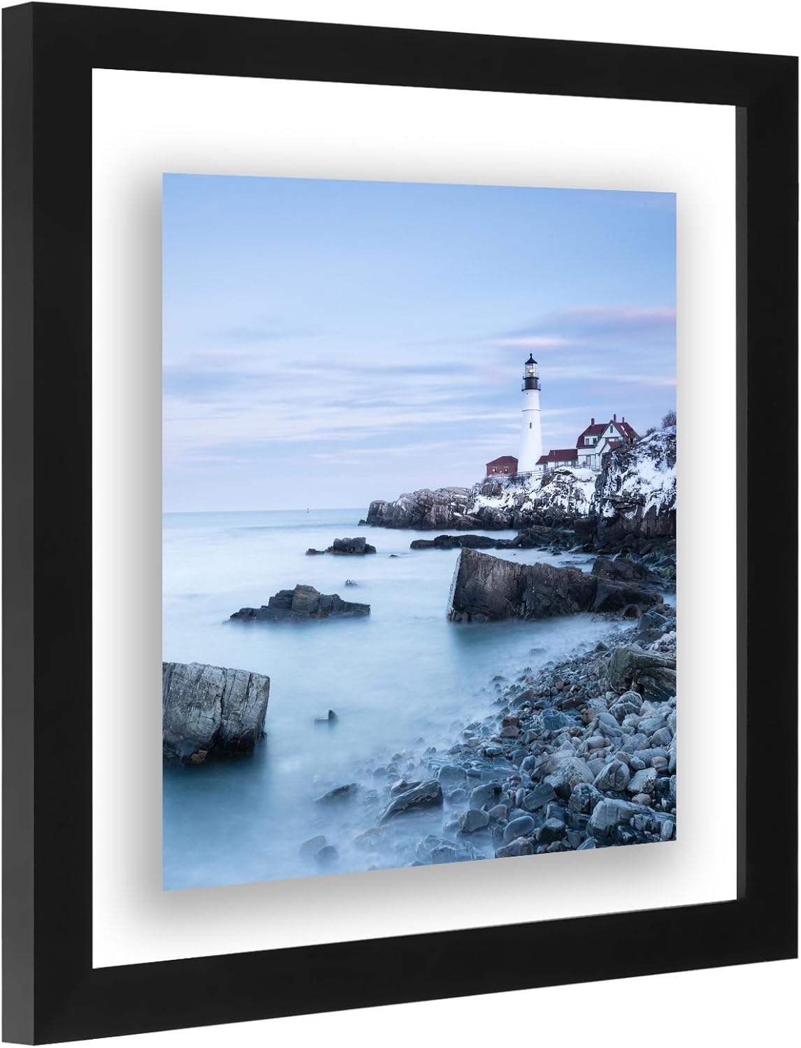 Americanflat 12x18 Floating Picture Frame with Polished Crystal-Clear Glass - Use as 8x10 Picture Frame or Display 5x7 Photo - Signature Float Collection - Photo Frames for Wall Display - Black