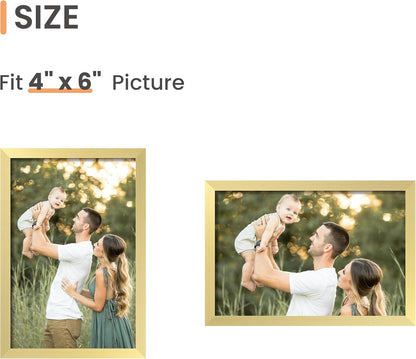 upsimples 5x7 Picture Frame Set of 3, Made of High Definition Glass for 5 x 7 Black Frames, Wall and Tabletop Display Thin Border Photo Frame for Home Décor