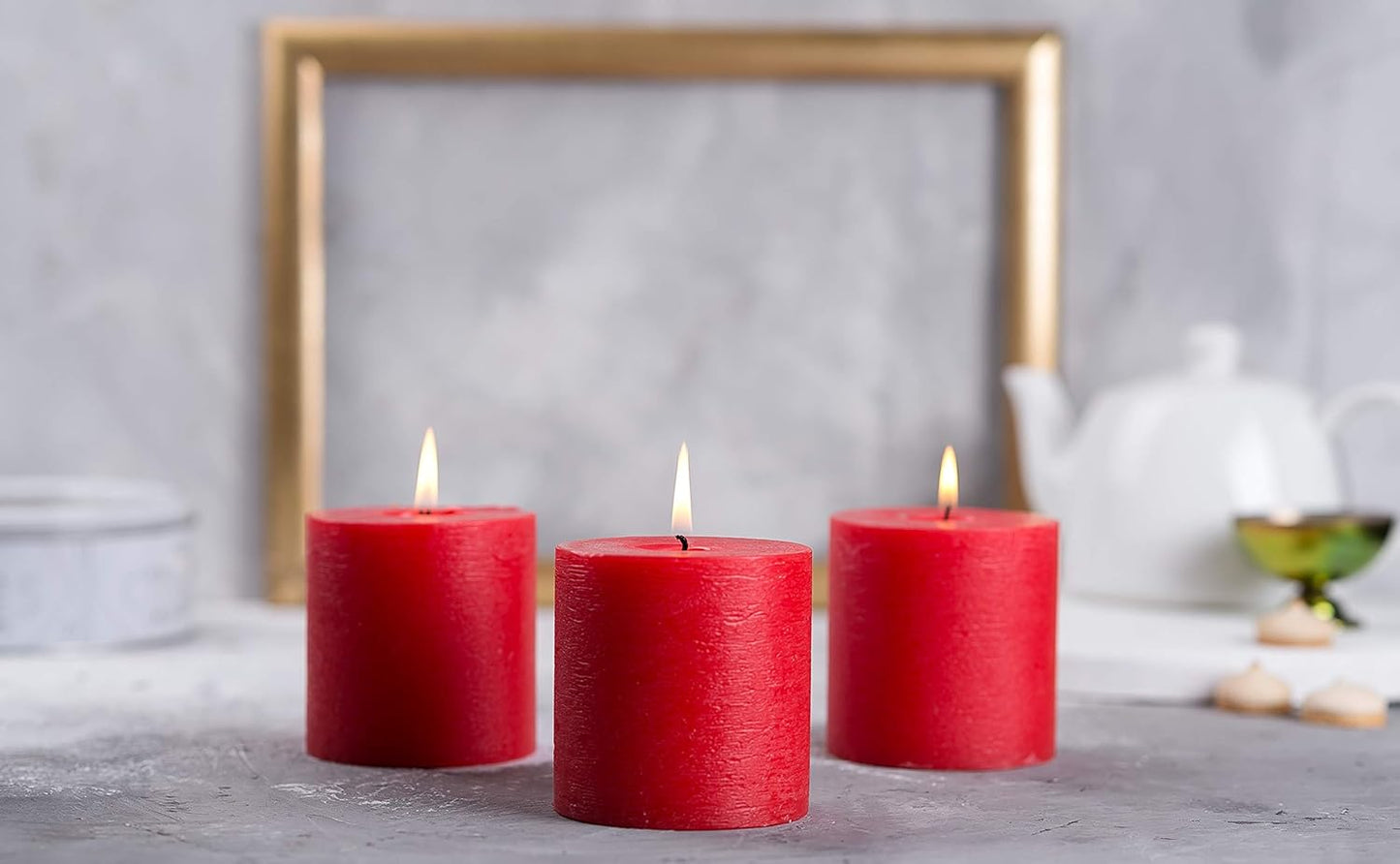 Melt Candle Pillar Candles, 3 Pack - Unscented Candles for Home, Church, Weddings, & More - 3" x 4", Ivory