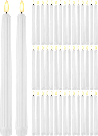 Treela 72 Pcs Flameless LED Taper Candles Battery Operated Candles Bulk 11 Inch Flickering Fake Candlesticks with Warm Light for Valentines Day Church Wedding Party Battery Not Included(Classic,Ivory)