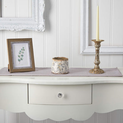 Nearly Natural 7in Ceramic Decorative Planter Tuscan Style Gray Scroll Design for Indoor Home Shelf Table Decor