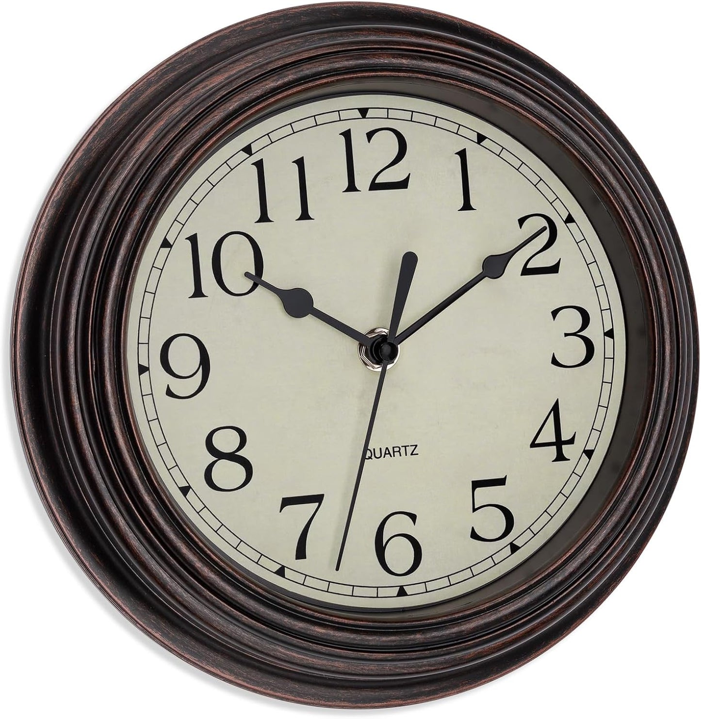 Foxtop Retro Silent Non-Ticking Round Classic Clock Quartz Decorative Battery Operated Wall Clock for Living Room Kitchen Home Office 12 Inch (Bronze)