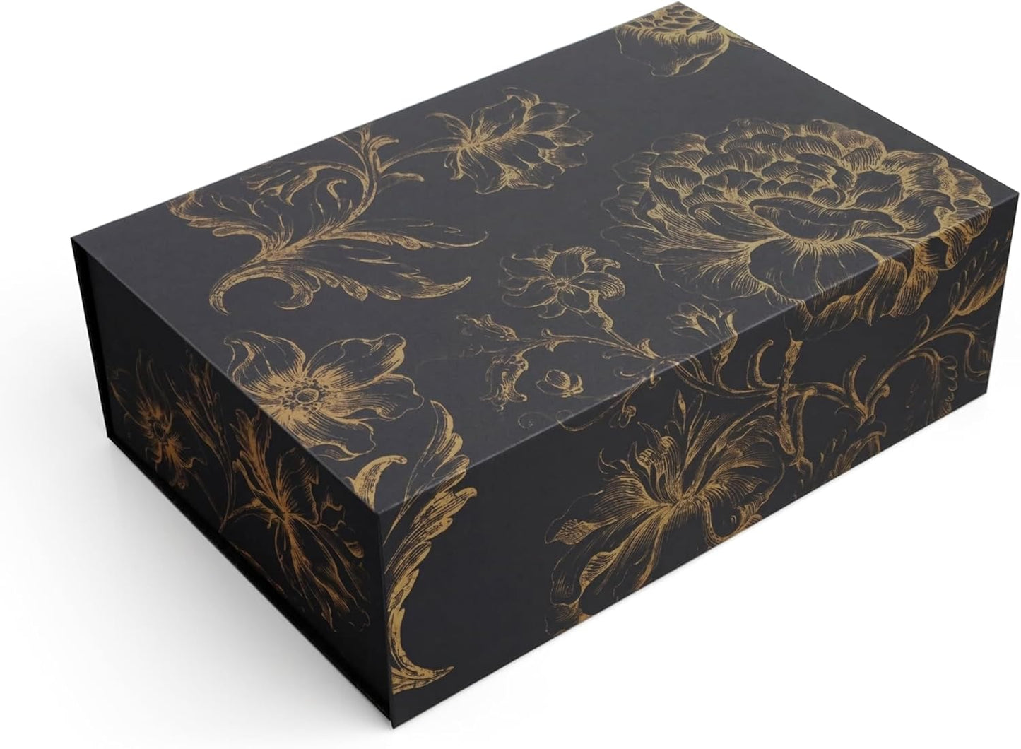 Luxury Keepsake Gift Box | Gold Floral Decorative Boxes with Magnetic Lids for Presents, Wedding Memory Box, and Bridal Gifts. 11.5" x 7.5" x 3.5"