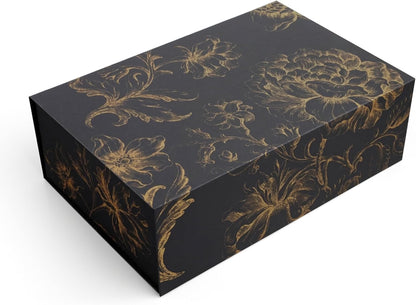 Luxury Keepsake Gift Box | Gold Floral Decorative Boxes with Magnetic Lids for Presents, Wedding Memory Box, and Bridal Gifts. 11.5" x 7.5" x 3.5"