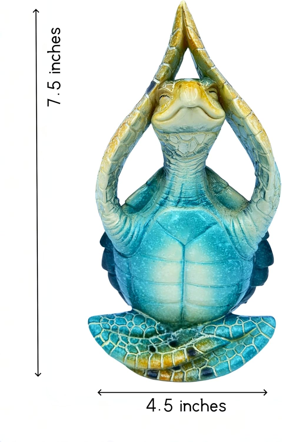 VVGIFTS Sea Turtle Meditation Yoga Decor, Garden Figurine Sea Turtle Meditating Coastal Beach Decorations, Zen Yoga Resin Statue for Home Office Decorations (Put the Palm Separate)