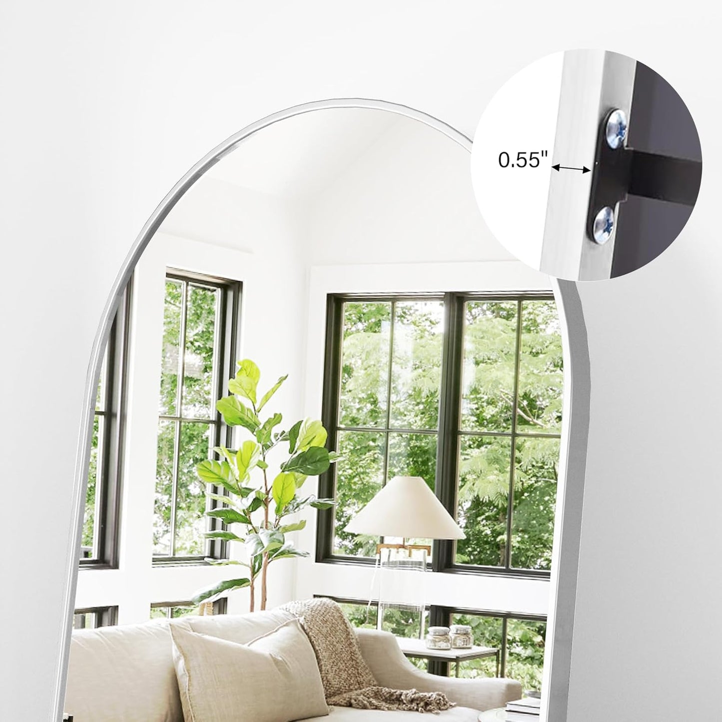 Mirror Full Length, 71"x26" Arched Full Length Mirror, Arch Mirror with Stand, Large Standing Mirrors, Oversized Full Body Mirrors with Aluminum Frame for Bedroom, Living Room (White)