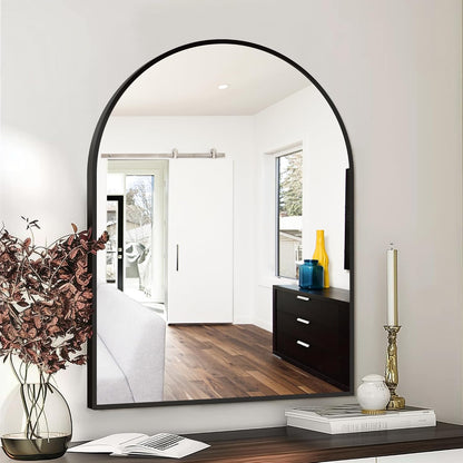 FICTOR Bathroom Mirror for Wall, Arched Vanity Bathroom Mirror for Over Sink, Metal Framed with HD Shatter-Proof Glass for Entryway, Living Room,Bedroom(2 Pack 24” x 36”, Black)