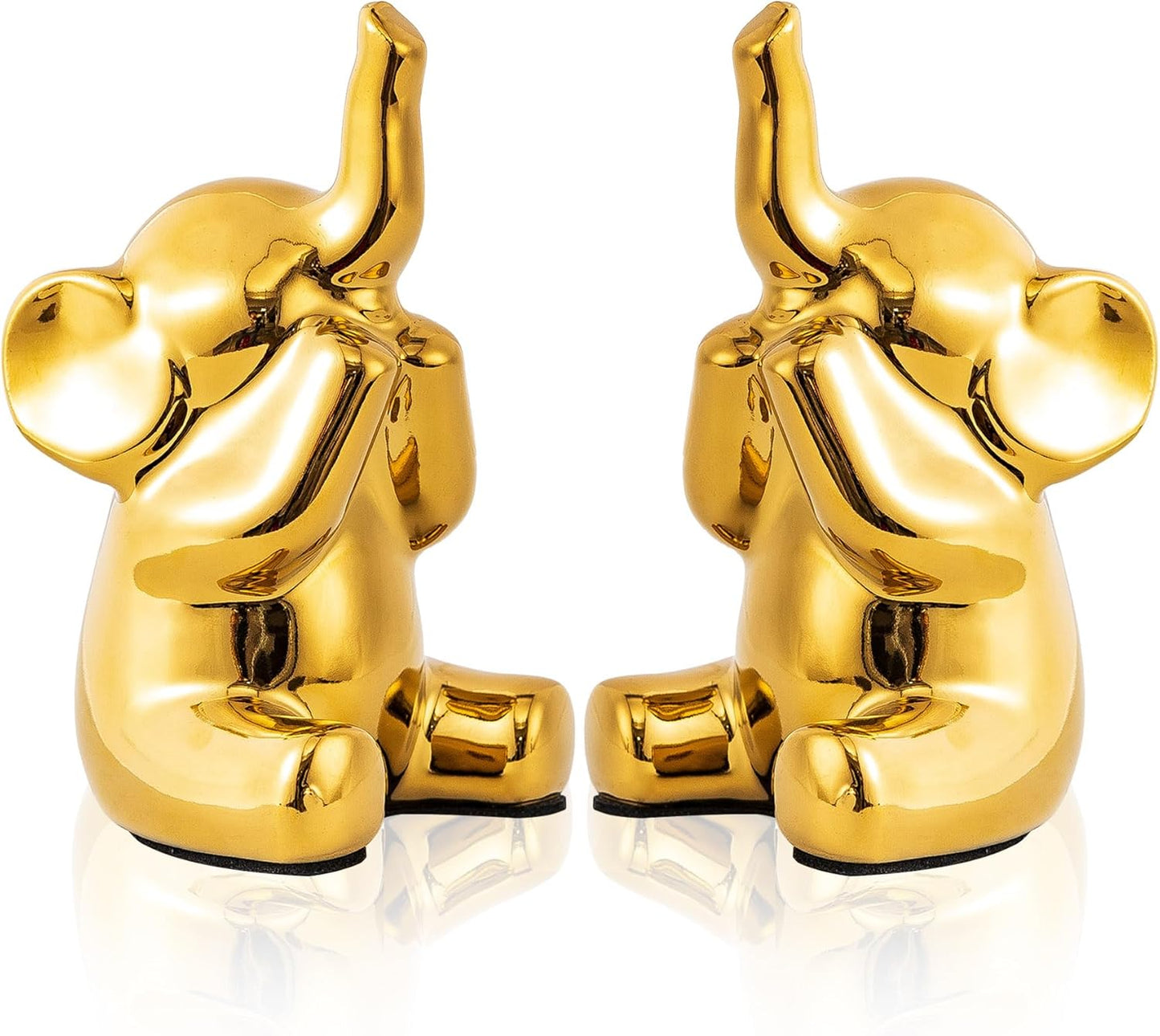 SURE YUESI for Mom from Daughter or Son, Pair of Small Gold Elephant Figurines, Modern Boho Decorative Statues, Lucky Elephant Home Decor for Living Room, Bedroom, Office Desk & Shelf