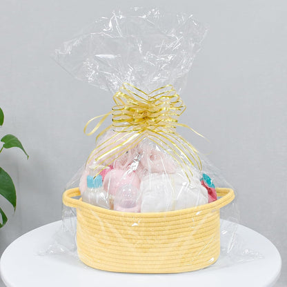 ABenkle Small Basket with Handles, Boho Decorative Rope Woven Dog Cat Toy Storage Bin Shelf Storage Organizer, Easter Christmas Gift Basket, 12"x8"x5", White