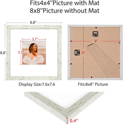 12x12 Picture Frame Set of 9, Display Pictures 8x8 with Mat or 12x12 without Mat, Multi Collage Gallery Square Photo Frames for Wall or Tabletop, Black