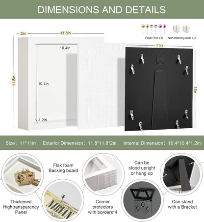 11x14 Shadow Box Display Case Picture Frame with Soft Linen Back, Large Deep Black Shadow Box 11x14 for Flowers Medal Display Case Jersey pet Graduation Memorabilia Baby Ltems Crafts Photos