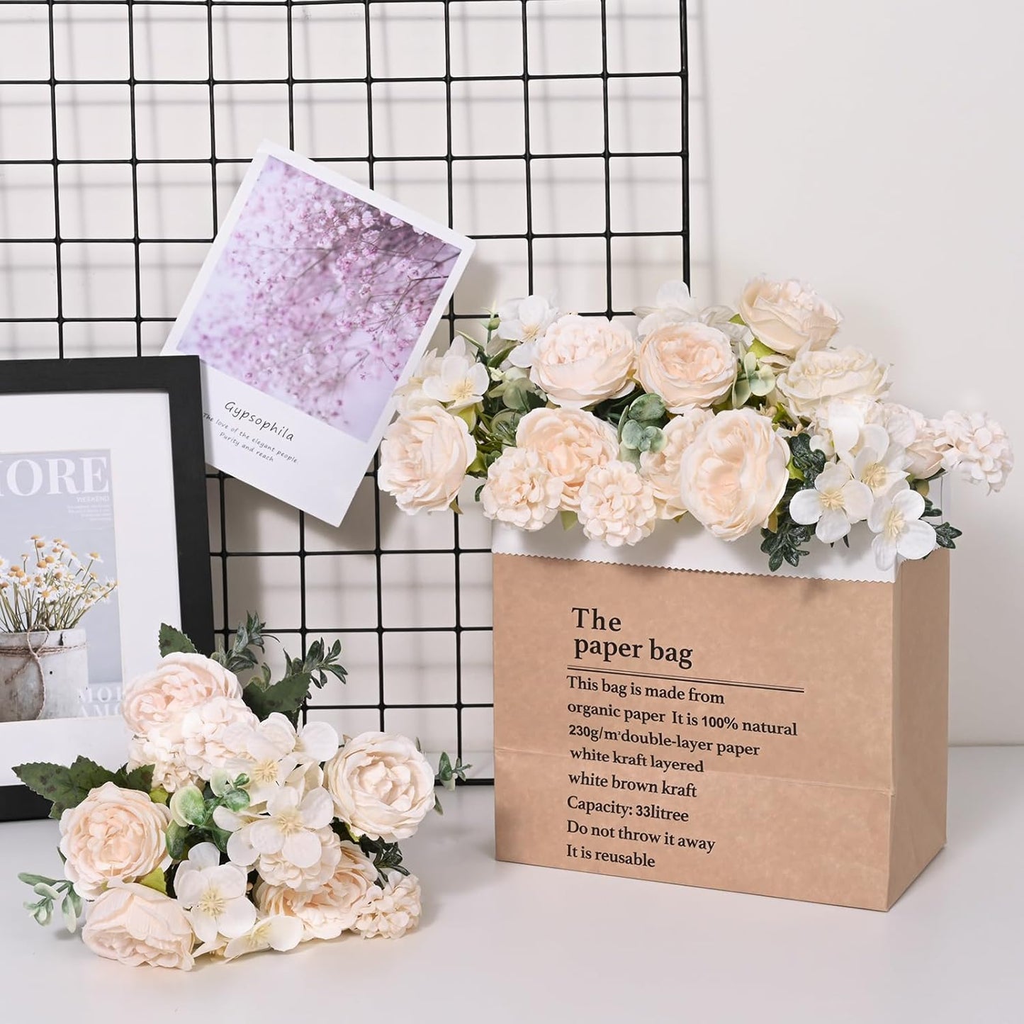 MARTINE MALL 2 Packs Peonies Artificial Flowers, Light Pink Artificial Peonies, Silk Peonies Flowers Fake Peonies Artificial Flowers Peonies Bouquet for Centerpiece Table Wedding Party Home Decor