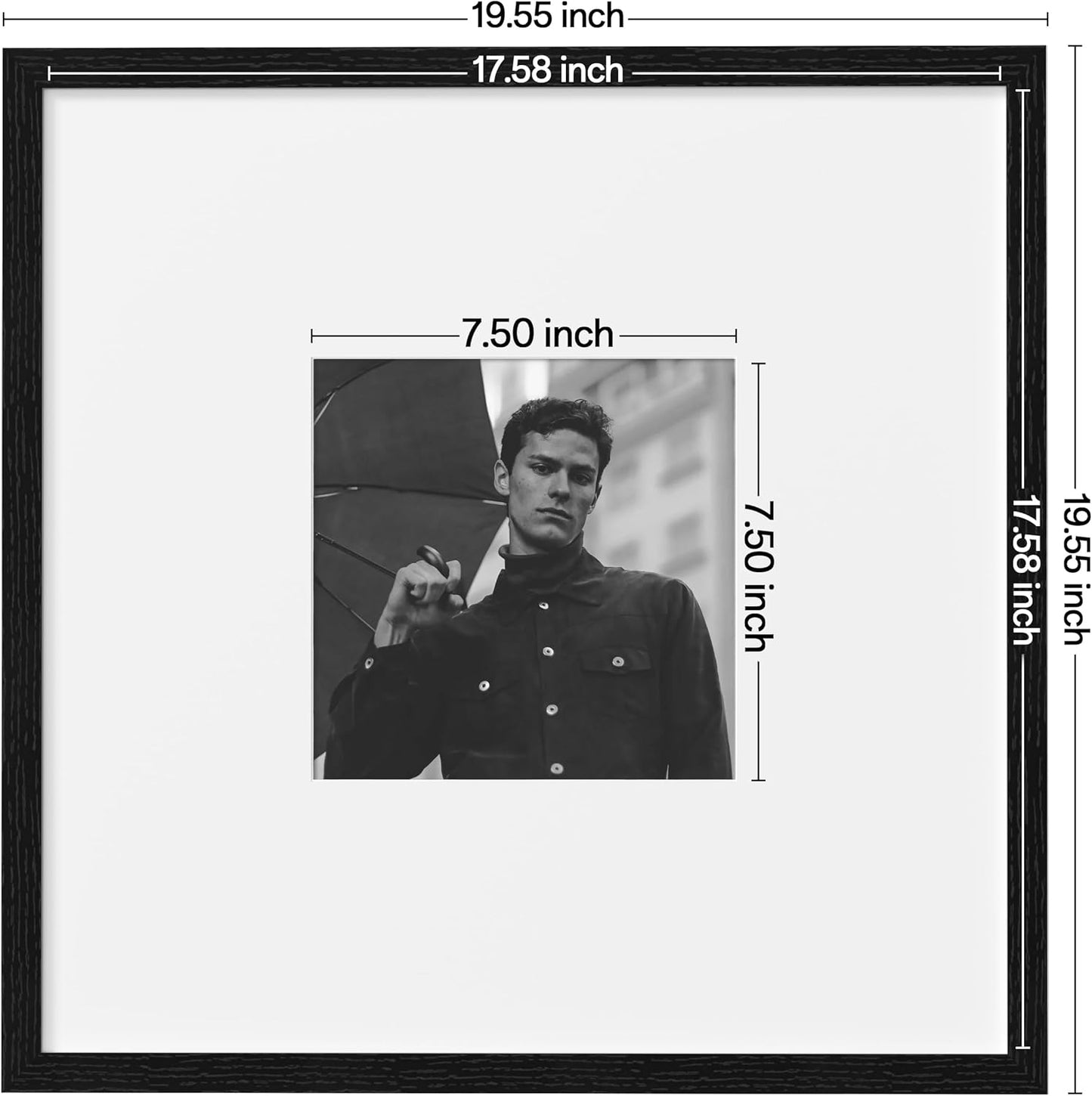 eletecpro 12x12 Picture Frames Set of 9 with Clear Acrylic Cover, Display 8x8 Photos with Mat or 12x12 Without, Classic and Sturdy Square Collage Gallery Wall Decor, Easy Wall Mount, Black