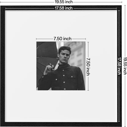eletecpro 12x12 Picture Frames Set of 9 with Clear Acrylic Cover, Display 8x8 Photos with Mat or 12x12 Without, Classic and Sturdy Square Collage Gallery Wall Decor, Easy Wall Mount, Black