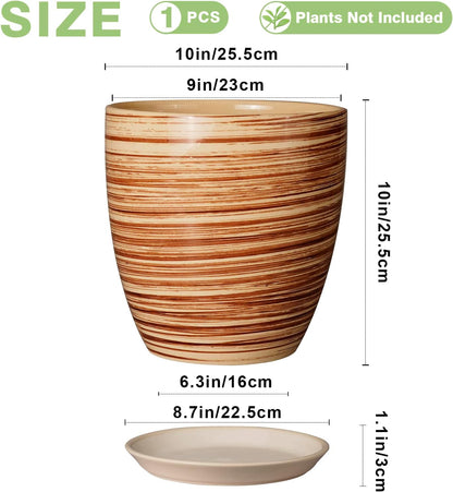 Ceramic Pots for Plants - 6 Inch Plant Pot with Drainage Hole and Saucer, Round Planters for Indoor Outdoor, Flower Pots, Modern Planter, Home Office Room Decor, Gifts for Plant Lovers, White