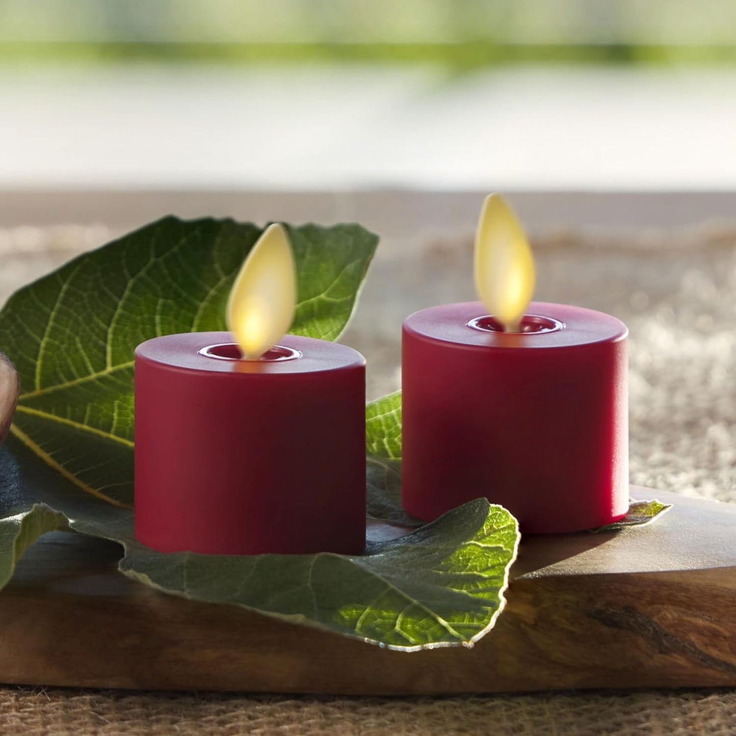 Luminara Flickering Flameless Pearl Ivory Tealights - Warm LED Light Flame Votives - Battery Operated Decor for Dining Room Table Centerpieces, Fireplace Mantel, Dinner Party, Reception - Set of 4