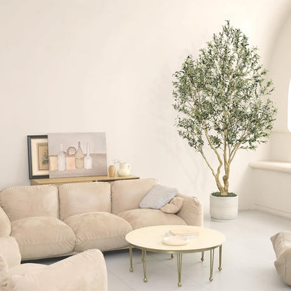 Realead Artificial Olive Tree 8ft - Large Faux Olive Tree with Realistic Leaves and Olives - Full and Grand Design Fake Olive Tree with Sturdy Base for Indoor Outdoor Office Decor