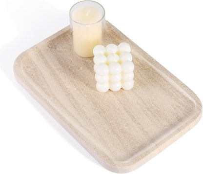 Marble Vanity Tray for Dresser Organizer, Travertine Bathroom Tray Countertop, Beige Decorative Serving Trays, Kitchen Sink Storage, Jewelry & Perfume Holder(Travertino Romano)