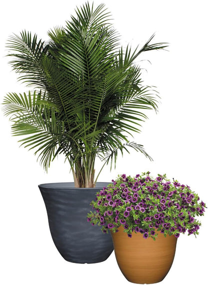 Classic Home and Garden Honeysuckle Resin Planters - Lightweight Indoor & Outdoor Plant Pots - UV-Resistant Plastic Flower Pots - Pot Planters for Flowers & Herbs (15" Distressed Copper)
