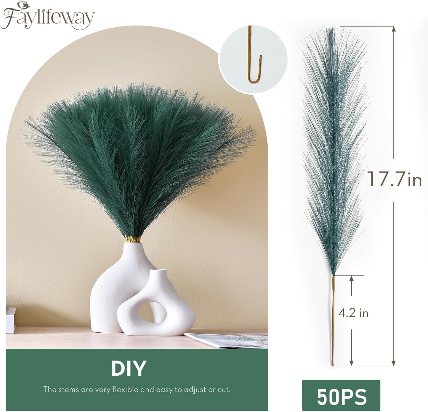 50pcs Pampas Grass 17in for Living Room Decor, Blush Pink Pampas Grass Decor, Fluffy Pink Flowers for Home Birthday Bathroom Baby Shower Wall Bow Decor(Blush & Cream & Pink)