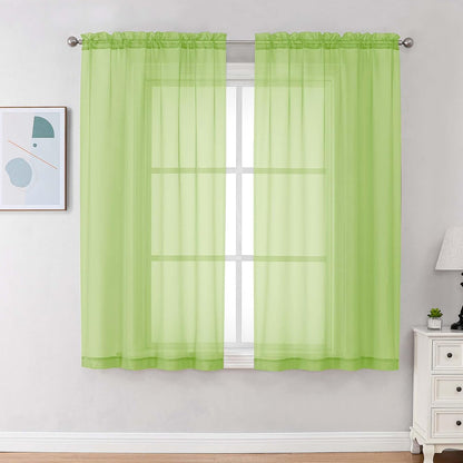 Chyhomenyc Sheer White Valances for Windows 2 Pack, Small Window Curtains for Living Room Bathroom Cafe Laundry Basement, Modern Top Dual Rod Pocket Voile Curtain, 42W x 14L inches, White - Colors A